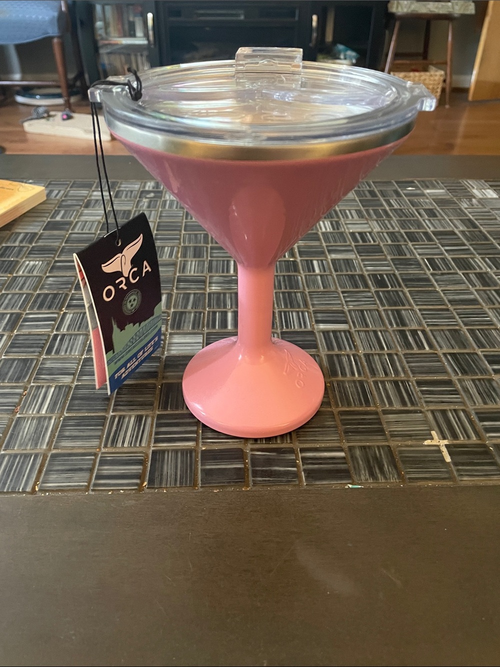 NWT Orca Dusty Rose Insulated Martini tumbler with plastic lid.